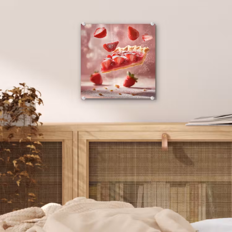 Aardbei - Taart- Eten - Roze plexiglas 5mm klein -sfeer4