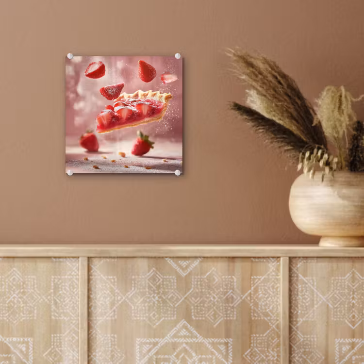 Aardbei - Taart- Eten - Roze plexiglas 5mm klein -sfeer5