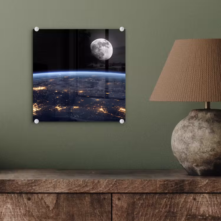 Glas schilderij - Aarde - Nacht - Ruimte - Aarde - Nacht - Ruimte plexiglas 5mm klein