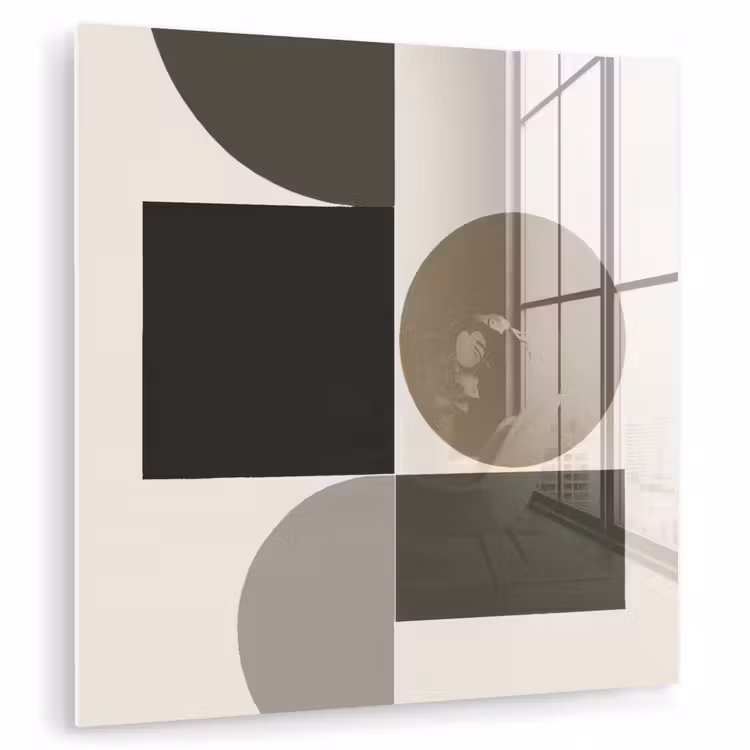 Aardetinten - Abstracte compositie - Eenvoudige vormen plexiglas 5mm klein -zzzproduct_nieuw