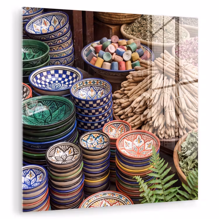 Glas schilderij - Aardewerk - Oosters - Kleurrijk - Aardewerk - Oosters - Kleurrijk plexiglas 5mm klein