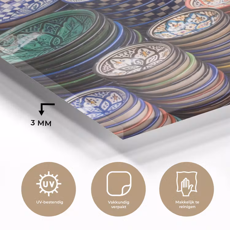 Glas schilderij - Aardewerk - Oosters - Kleurrijk - Aardewerk - Oosters - Kleurrijk plexiglas 5mm klein