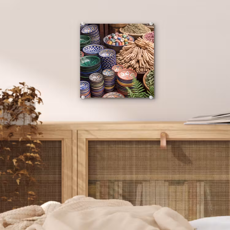 Glas schilderij - Aardewerk - Oosters - Kleurrijk - Aardewerk - Oosters - Kleurrijk plexiglas 5mm klein