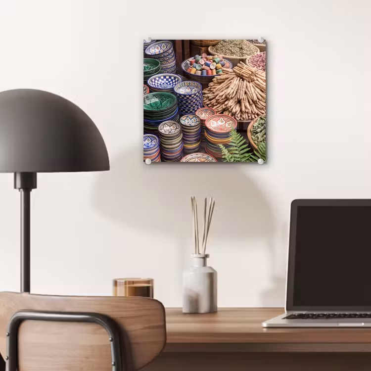 Glas schilderij - Aardewerk - Oosters - Kleurrijk - Aardewerk - Oosters - Kleurrijk plexiglas 5mm klein