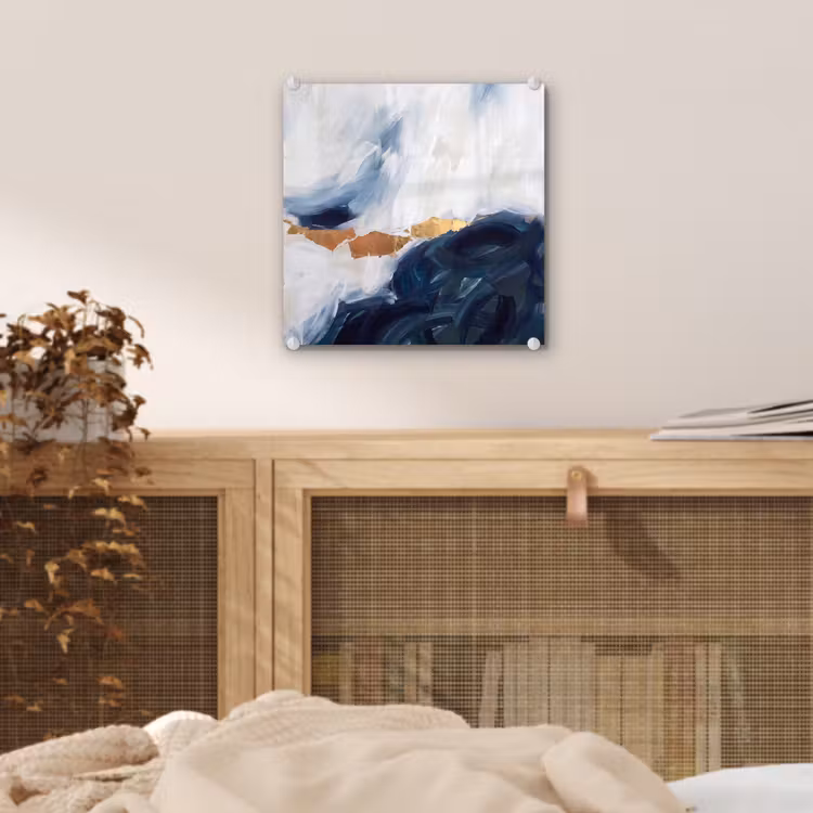 Abstract - Acryl - Blauw - Goud - Elegant plexiglas 5mm klein -sfeer4