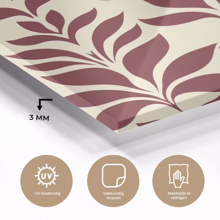 Abstract - Bladeren - Burgundy plexiglas 5mm klein 11 -sfeer2