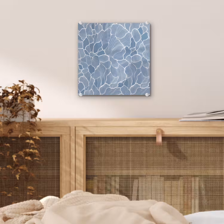 Abstract - Blauw - Bladeren plexiglas 5mm klein -sfeer4