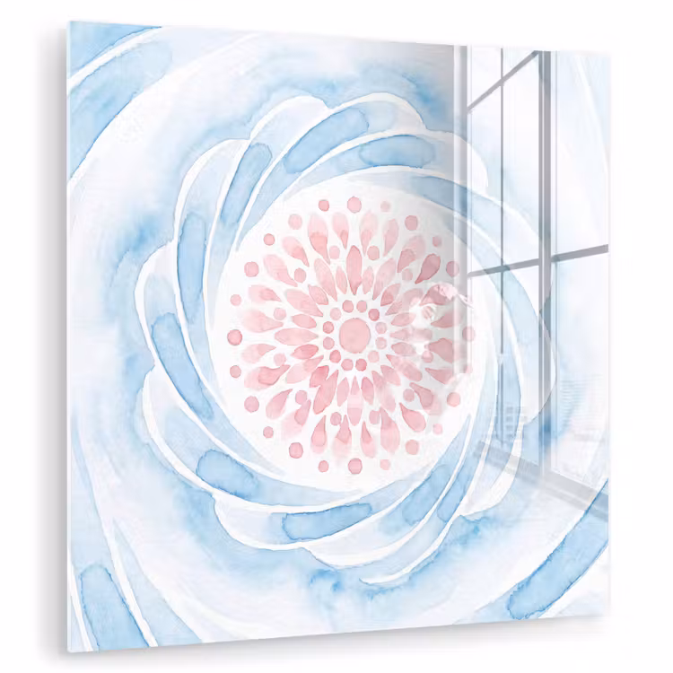 Abstract - Bloemvorm - Aquarel - Roze - Blauw plexiglas 5mm klein -zzzproduct_nieuw