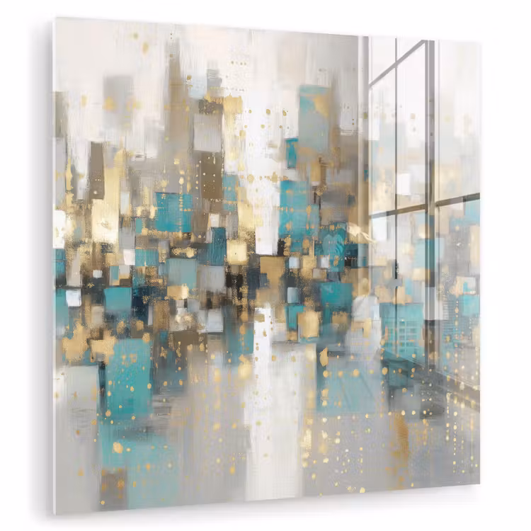 Abstract - Blokken - Goud - Skyline plexiglas 5mm klein -zzzproduct_nieuw