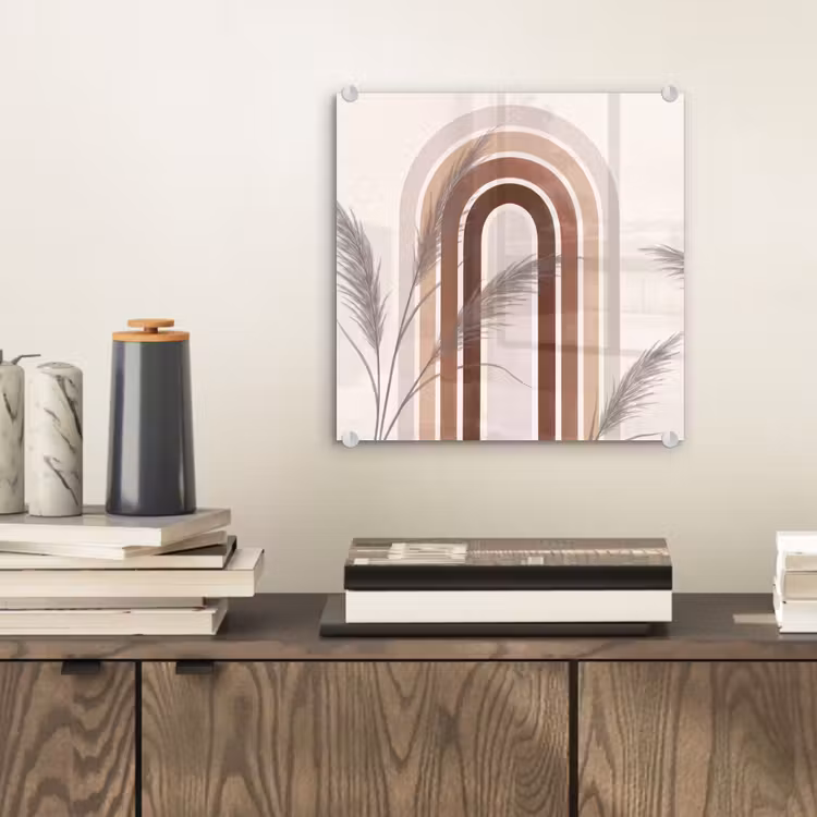 Abstract - Bogen - Plant - Boho - Beige plexiglas 5mm klein -sfeer1
