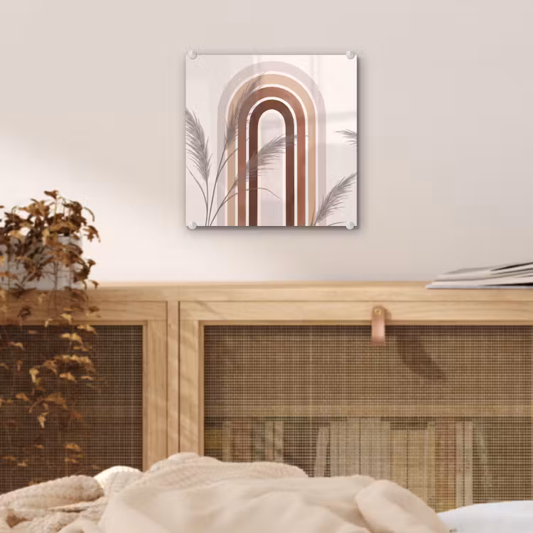 Abstract - Bogen - Plant - Boho - Beige plexiglas 5mm klein -sfeer4