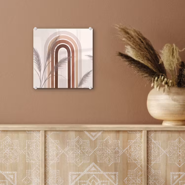 Abstract - Bogen - Plant - Boho - Beige plexiglas 5mm klein -sfeer5