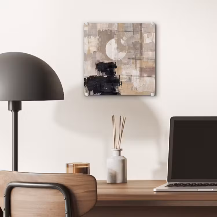 Abstract - Cirkel - Modern - Beige - Zwart - Minimalistisch plexiglas 5mm klein -sfeer6