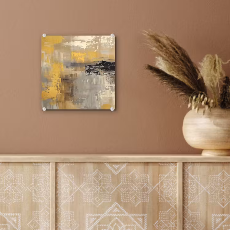 Abstract - Geel - Modern - Beige plexiglas 5mm klein -sfeer5