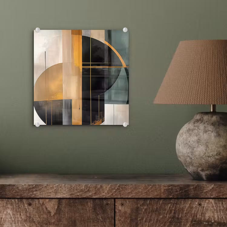 Abstract - Goud - Brons - Groen - Vormen - Modern plexiglas 5mm klein -sfeer3
