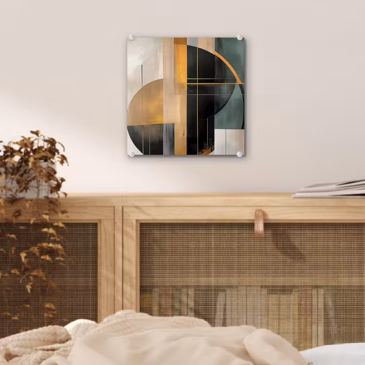 Abstract - Goud - Brons - Groen - Vormen - Modern plexiglas 5mm klein -sfeer4