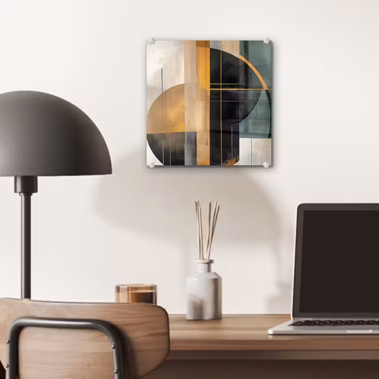 Abstract - Goud - Brons - Groen - Vormen - Modern plexiglas 5mm klein -sfeer6