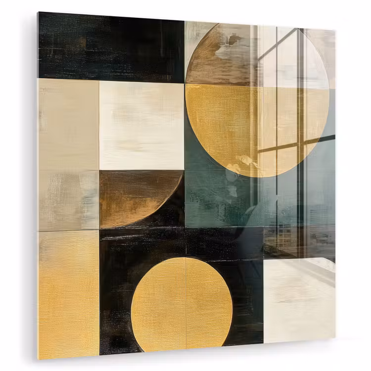 Abstract - Goud - Brons - Vormen - Geometrisch plexiglas 5mm klein -zzzproduct_nieuw