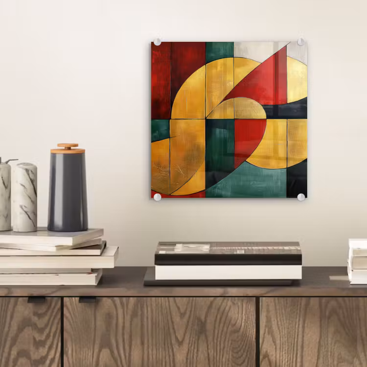 Abstract - Kerst - Goud - Rood - Groen plexiglas 5mm klein -sfeer1