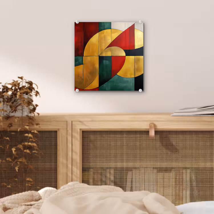 Abstract - Kerst - Goud - Rood - Groen plexiglas 5mm klein -sfeer4