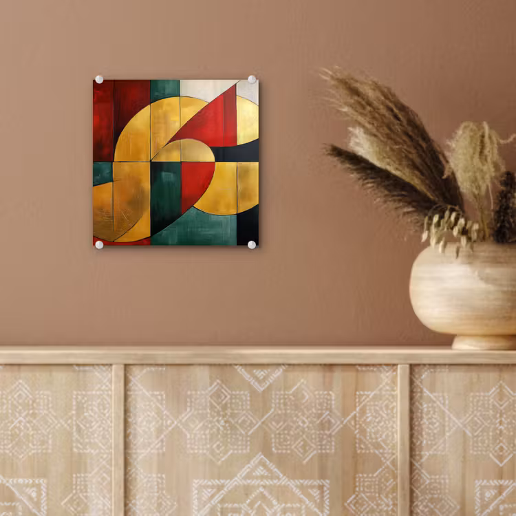 Abstract - Kerst - Goud - Rood - Groen plexiglas 5mm klein -sfeer5