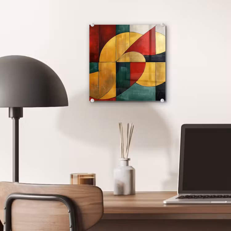 Abstract - Kerst - Goud - Rood - Groen plexiglas 5mm klein -sfeer6