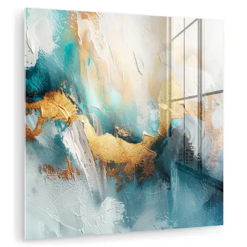 Abstract - Kunst - Gold - Blauw plexiglas 5mm klein -zzzproduct_nieuw