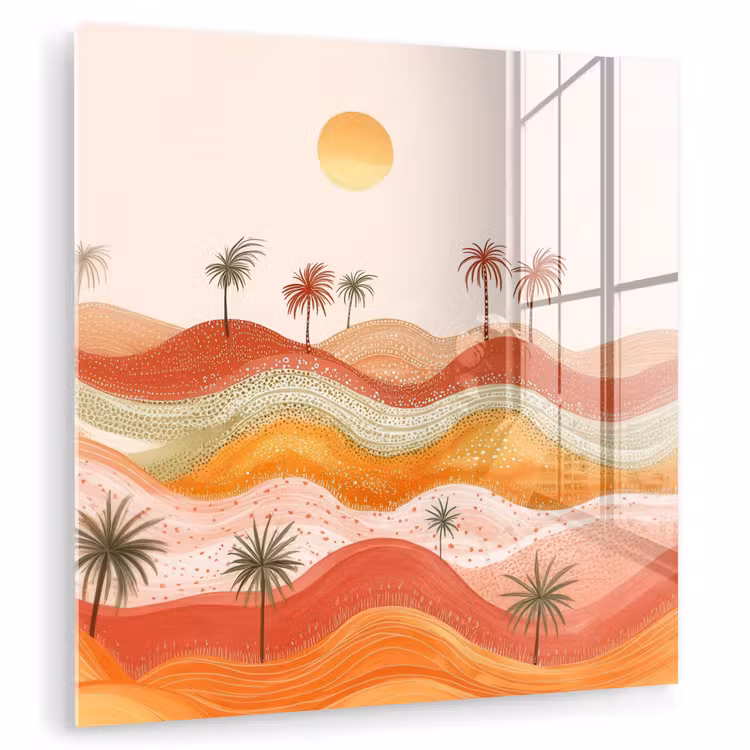 Abstract landschap - Palmbomen - Kleurrijk plexiglas 5mm klein -zzzproduct_nieuw