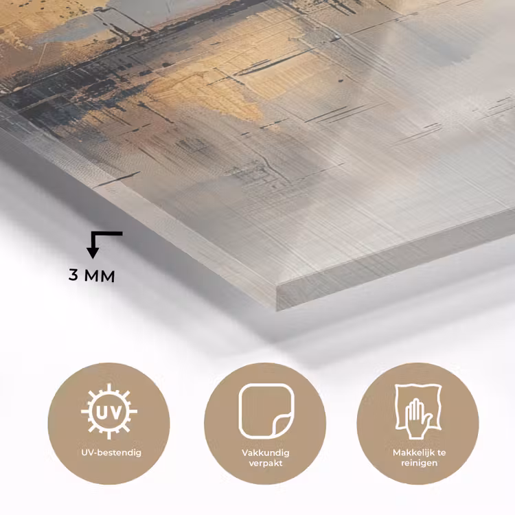 Abstract - Modern - Beige - Aesthetic - Goud plexiglas 5mm klein -sfeer2