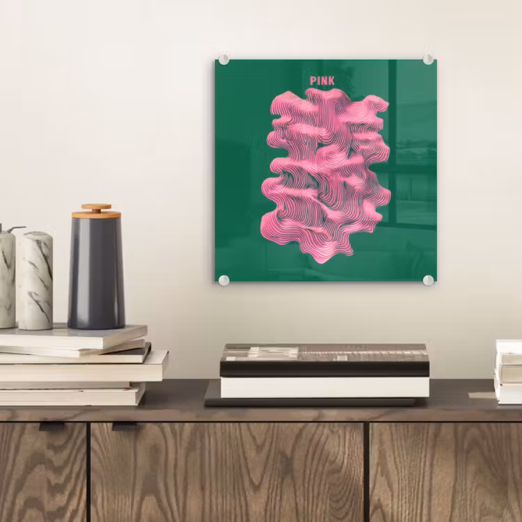 Abstract - Pink - Lijnen - Groen plexiglas 5mm klein -sfeer1