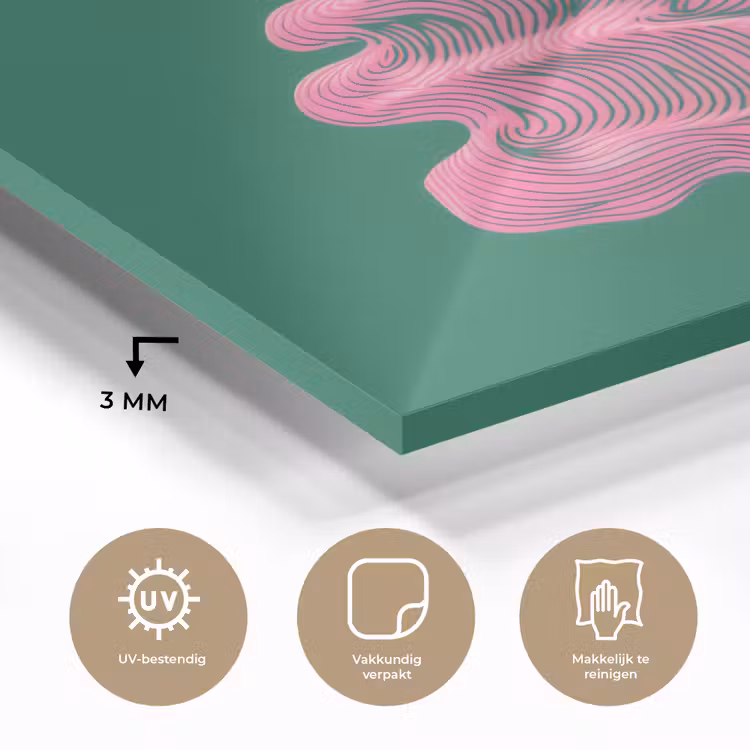 Abstract - Pink - Lijnen - Groen plexiglas 5mm klein -sfeer2