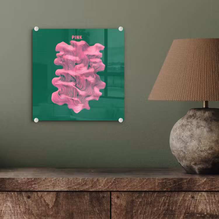 Abstract - Pink - Lijnen - Groen plexiglas 5mm klein -sfeer3
