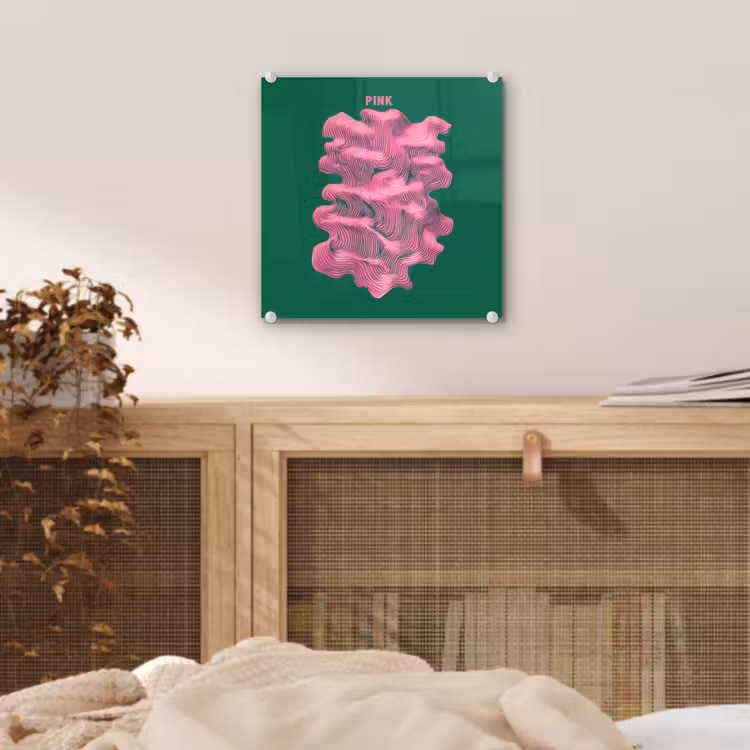 Abstract - Pink - Lijnen - Groen plexiglas 5mm klein -sfeer4