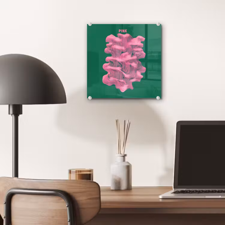 Abstract - Pink - Lijnen - Groen plexiglas 5mm klein -sfeer6