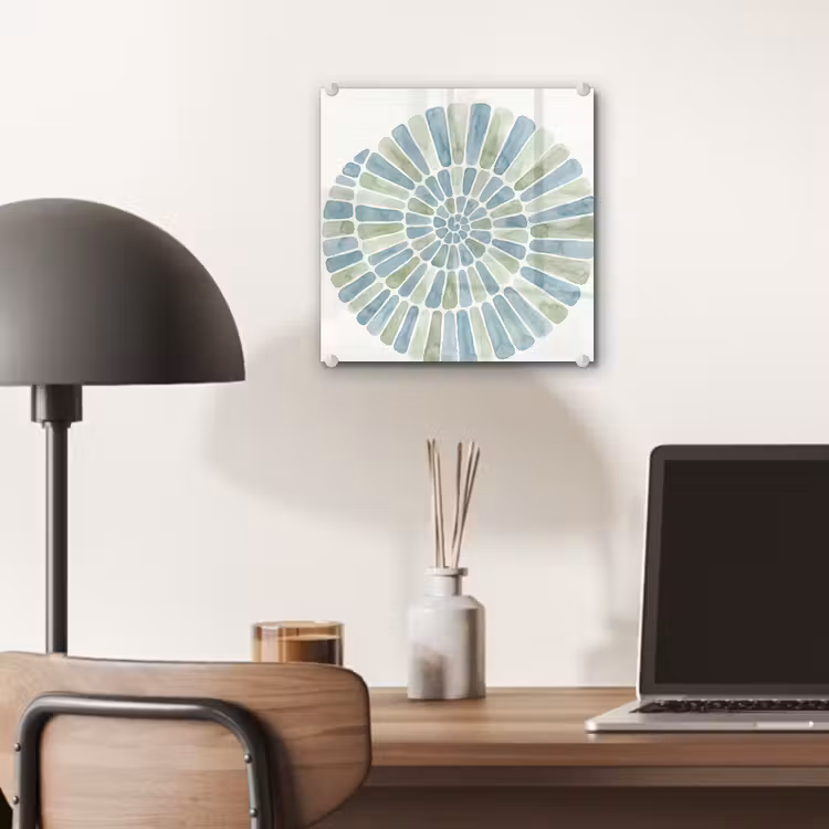 Abstract - Spiraal - Patroon - Modern - Blauw-Groen plexiglas 5mm klein -sfeer6
