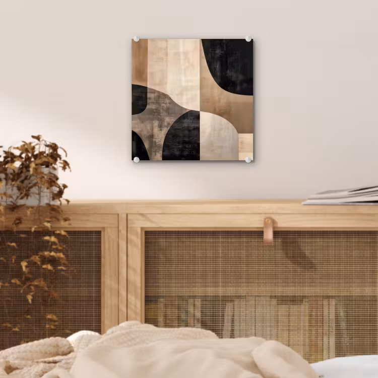 Abstract - Vlakken - Zwart - Rond plexiglas 5mm klein -sfeer4