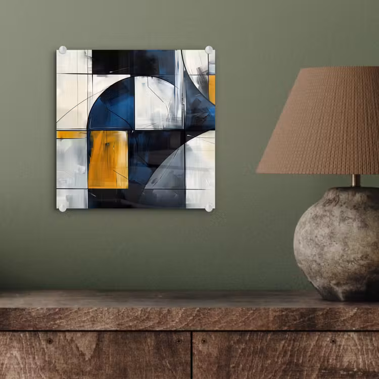 Abstract - Vormen - Goud - Blauw - Geometrisch plexiglas 5mm klein -sfeer3