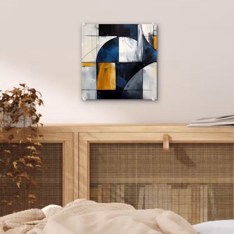 Abstract - Vormen - Goud - Blauw - Geometrisch plexiglas 5mm klein -sfeer4