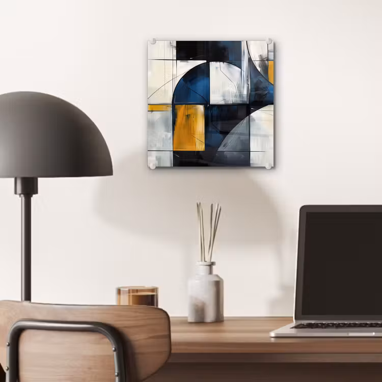 Abstract - Vormen - Goud - Blauw - Geometrisch plexiglas 5mm klein -sfeer6