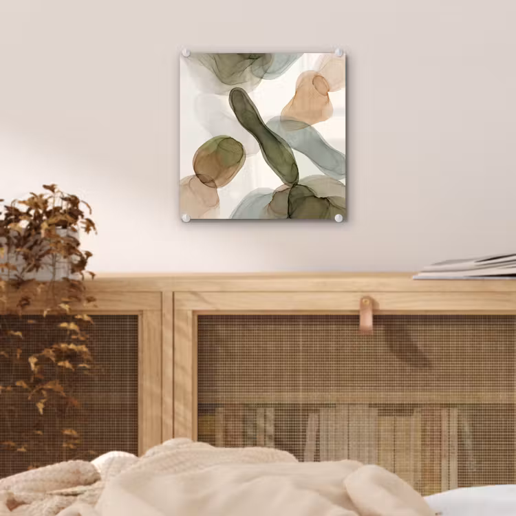 Abstract - Vormen - Modern - Kunst - Groen - Bruin plexiglas 5mm klein -sfeer4