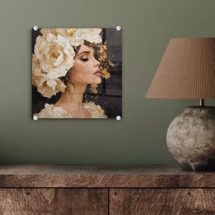 Abstract - Vrouw - Bloemen - Wit plexiglas 5mm klein -sfeer3