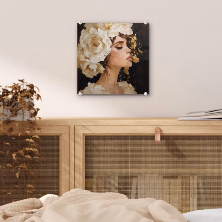Abstract - Vrouw - Bloemen - Wit plexiglas 5mm klein -sfeer4