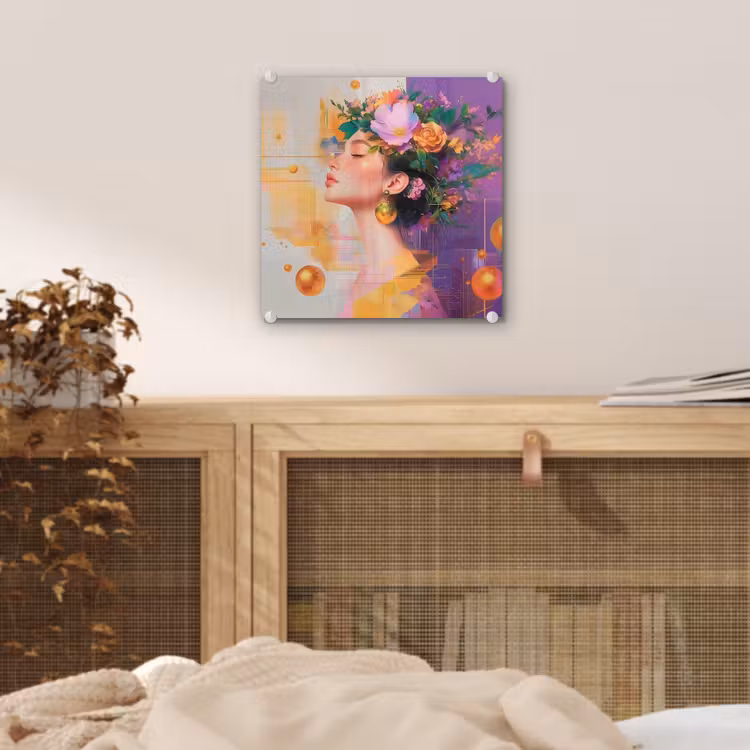Abstract - Vrouw - Bloemenkroon - Goud plexiglas 5mm klein -sfeer4