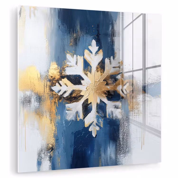 Abstract - Winter - Sneeuwvlok - Sneeuw - Goud plexiglas 5mm klein -zzzproduct_nieuw