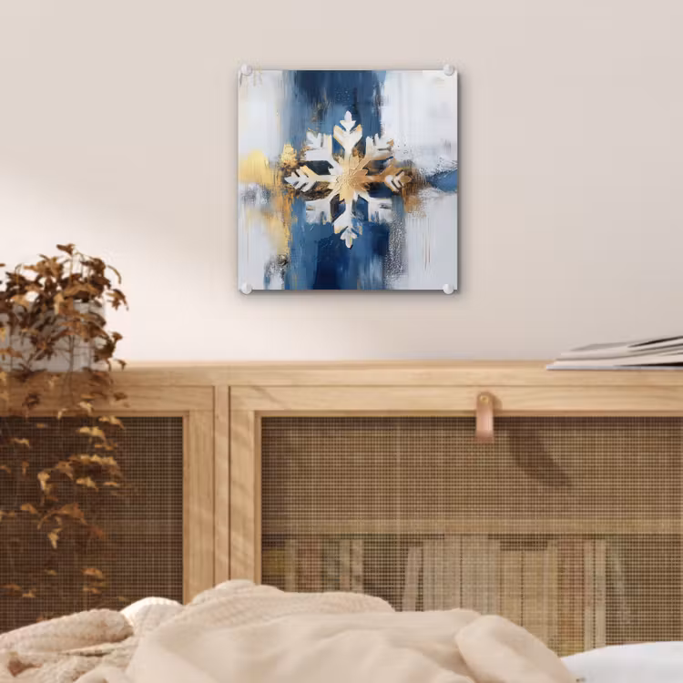 Abstract - Winter - Sneeuwvlok - Sneeuw - Goud plexiglas 5mm klein -sfeer4