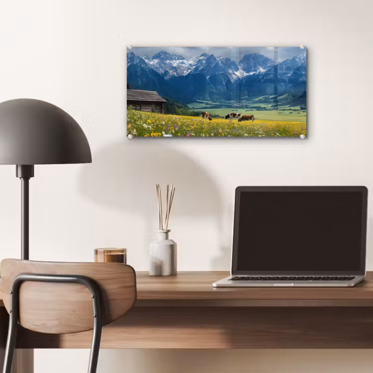 Alpen - Weide - Bergen - Koeien plexiglas 5mm klein -sfeer6