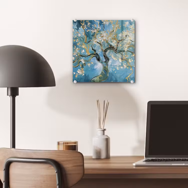 Amandelbloesem boom - Blauw - Abstract plexiglas 5mm klein -sfeer6