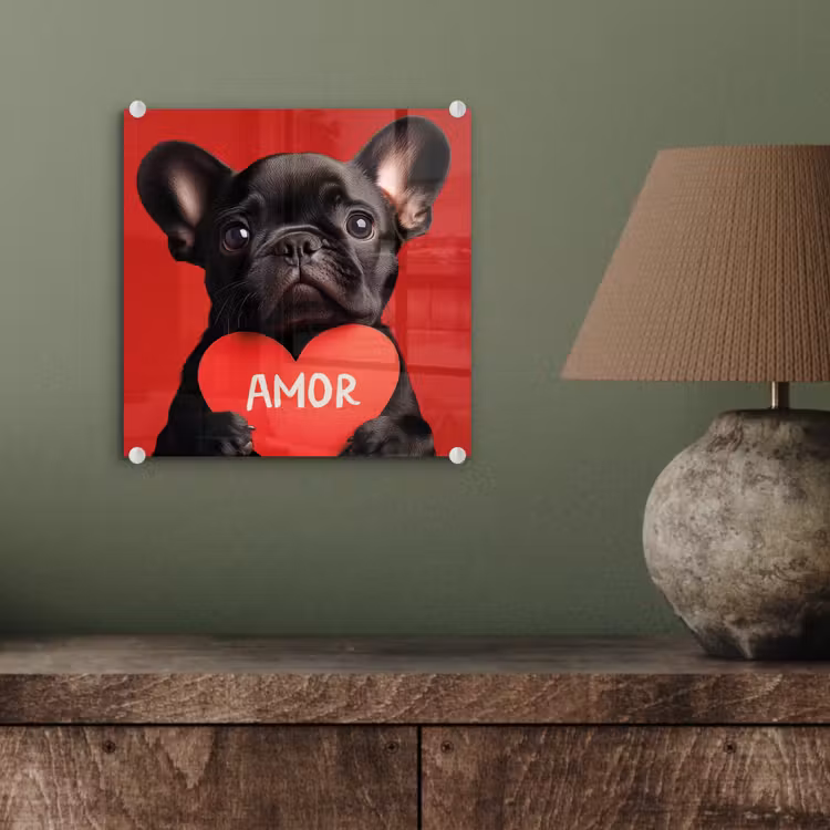 Amor - Hond - Hartje - Rood plexiglas 5mm klein -sfeer3