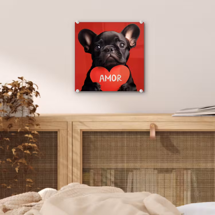 Amor - Hond - Hartje - Rood plexiglas 5mm klein -sfeer4