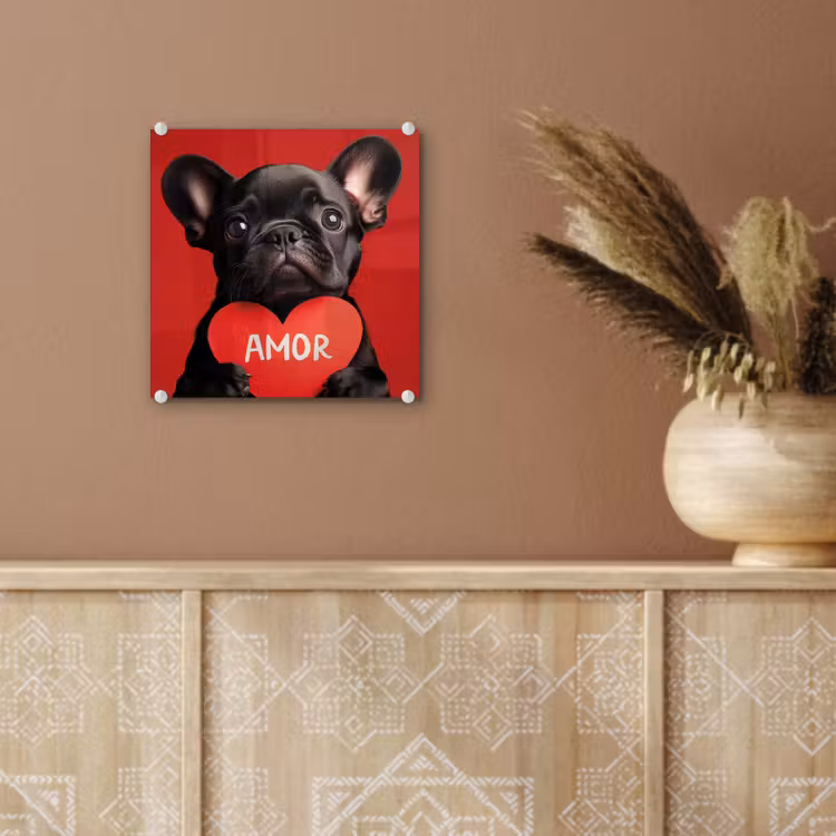 Amor - Hond - Hartje - Rood plexiglas 5mm klein -sfeer5